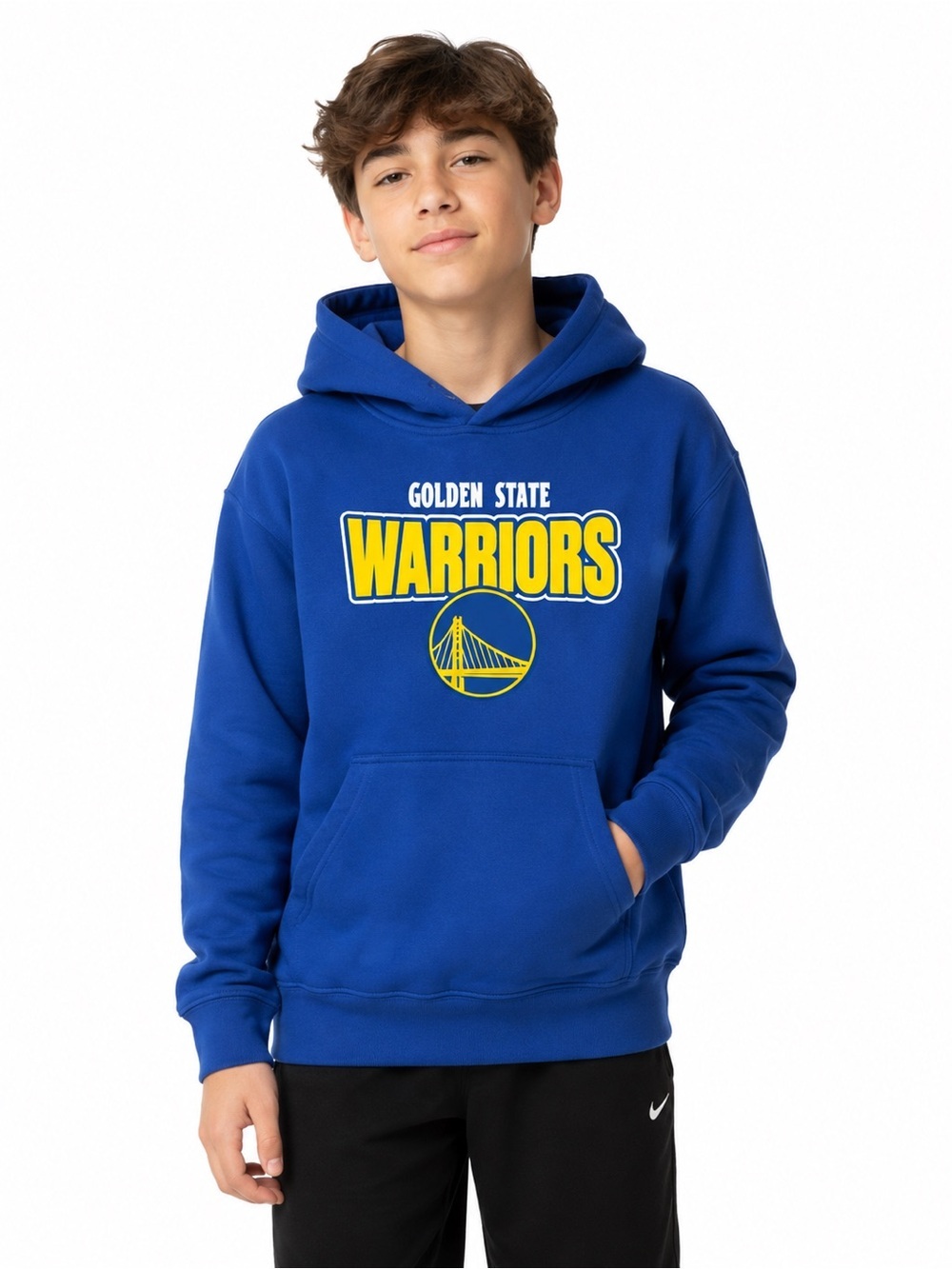 Golden State Warriors NBA Youth Blue Pullover Hoodie Size Medium 10/12